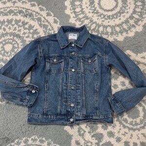 Old Navy womens classic relaxed medium distressed wash Denim Jacket medium tall